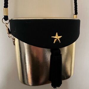 Bob Mackie Metallic Gold/Black Shoulder/Crossbody Mini Statement Bag with Tassel